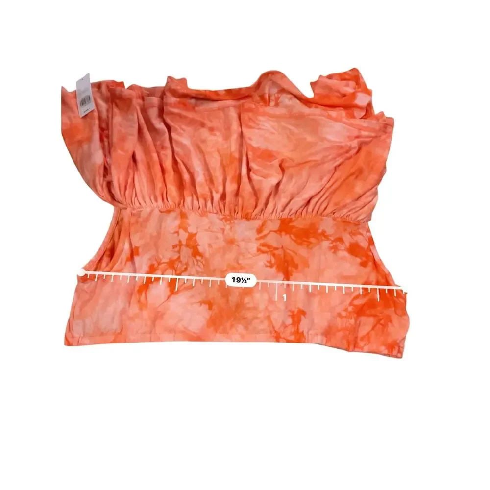 F2F Orange Tie-Dye Off-Shoulder Ruffle Crop Top Wide-Leg Pant Co-Ord Set NWT 2X